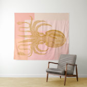 Cute Octopus Illustratie in roze en goud Wandkleed (In Situ (horizontaal))