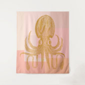 Cute Octopus Illustratie in roze en goud Wandkleed (Voorkant)