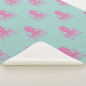 Cute Octopus Illustration Pattern Aqua and Fuchsia Sherpa Deken (3/4)