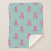 Cute Octopus Illustration Pattern Aqua and Fuchsia Sherpa Deken (Voorkant)