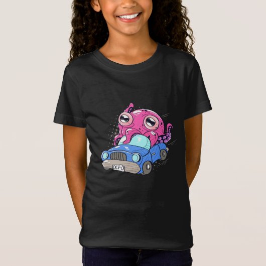Cute octopus in auto Funny Octopus Kinder T-shirt (Voorkant)