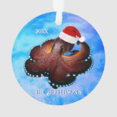 Cute Octopus in Santa Hat Ornament (achterkant)