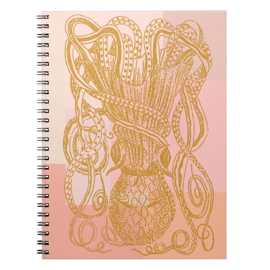 Cute  Octopus Line Art Illustratie in Roze Notitieboek (Voorkant)
