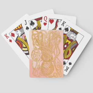 Cute Octopus Line Art Illustratie in Roze Pokerkaarten