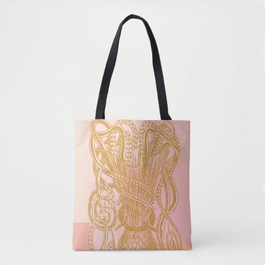 Cute Octopus Line Art Illustratie in Roze Tote Bag (Voorkant)