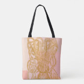 Cute Octopus Line Art Illustratie in Roze Tote Bag (Achterkant)