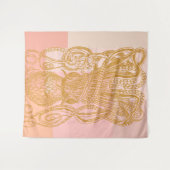 Cute Octopus Line Art Illustratie in Roze Wandkleed (Voorkant (horizontaal))