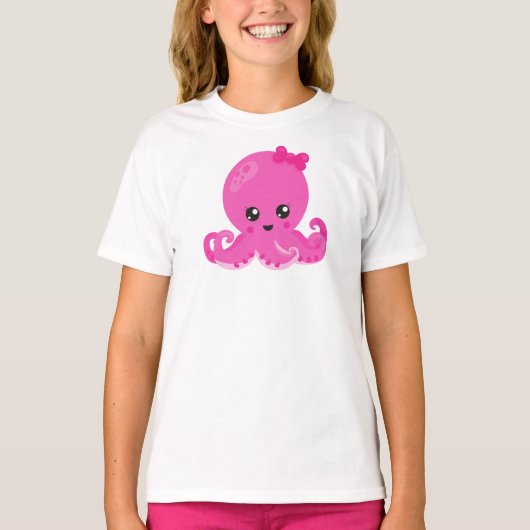 Cute Octopus, Little Octopus, Baby Octopus, Hearts T-shirt (Voorkant)