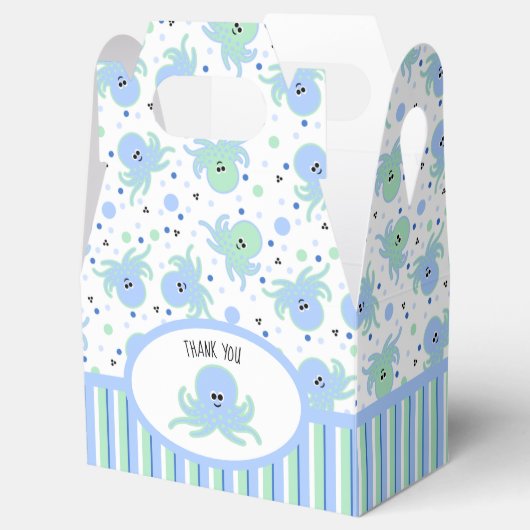 Cute Octopus met Polka-Stippen en Stripes Bedankdoosjes (Geopend)