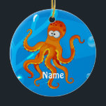Cute Octopus Ocean Beach Ornament<br><div class="desc">Een aquatische grafische illustratie van een schattige octopus op een kerstversiering. ©2015charmainepaulson</div>