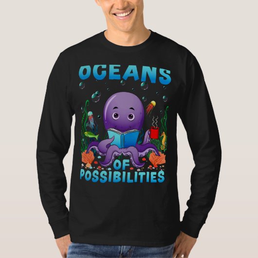 Cute Octopus Oceans of Mossibilities Summer Readin T-shirt (Voorkant)