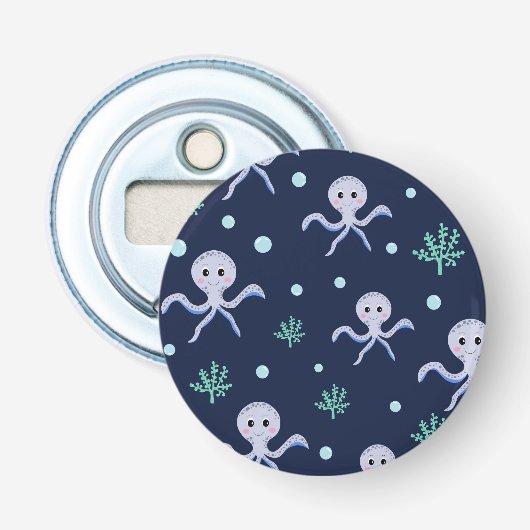 Cute Octopus Patroon Button Flesopener (Voorkant)