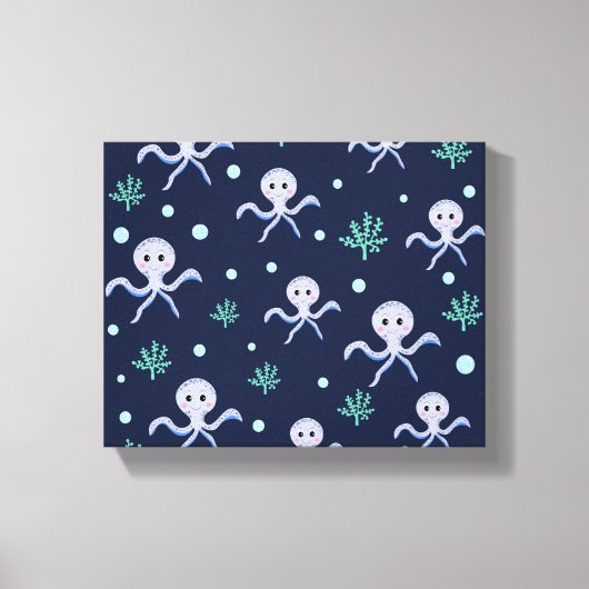 Cute Octopus Patroon Canvas Afdruk (Voorkant)