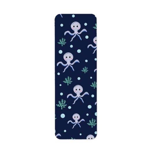 Cute Octopus Patroon Etiket (Voorkant)