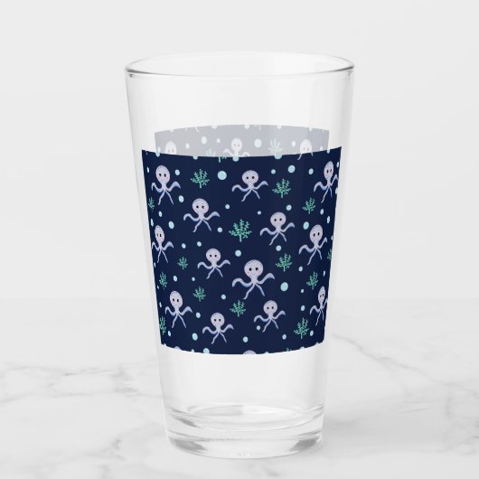 Cute Octopus Patroon Glas (Voorkant)