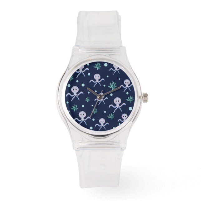 Cute Octopus Patroon Horloge (Voorkant)