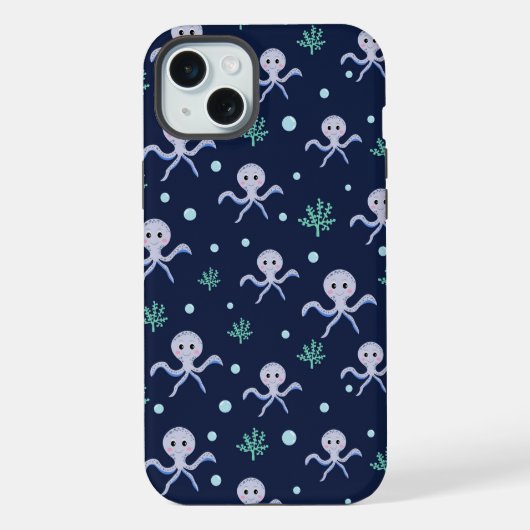 Cute Octopus Patroon iPhone Hoesje (Achterkant)