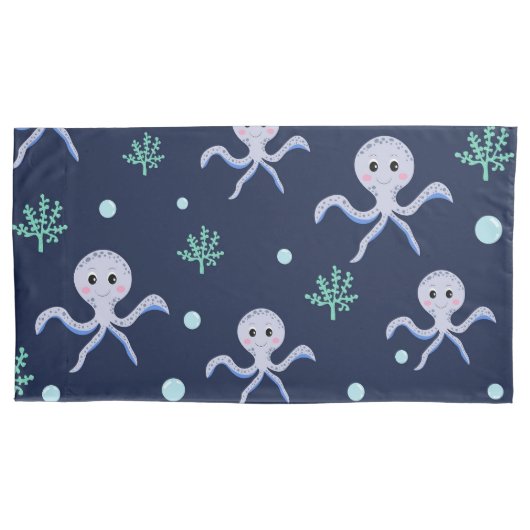 Cute Octopus Patroon Kussensloop (Voorkant-Links)