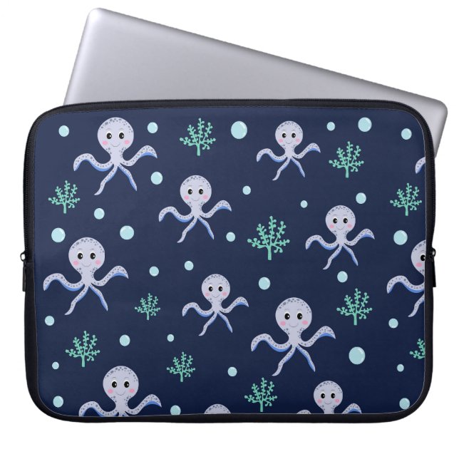 Cute Octopus Patroon Laptop Sleeve (Voorkant)