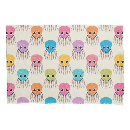 Cute Octopus-patroon op Crème Kussensloop (Voorkant)