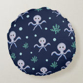 Cute Octopus Patroon Rond Kussen (Achterkant)