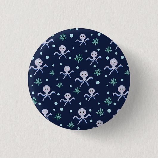 Cute Octopus Patroon Ronde Button 3,2 Cm (Voorkant)
