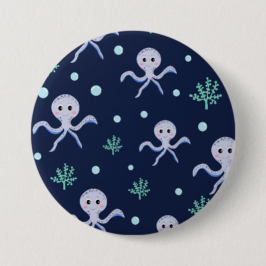 Cute Octopus Patroon Ronde Button 7,6 Cm (Voorkant)