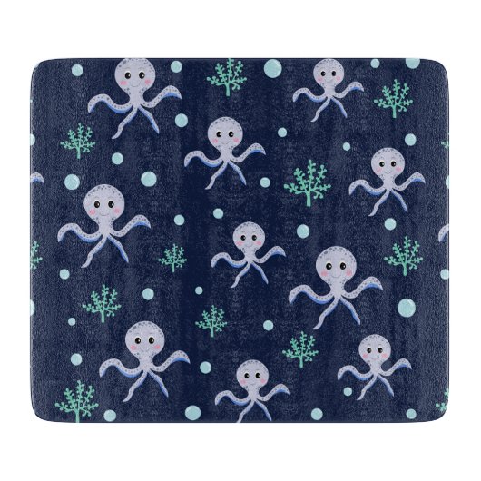 Cute Octopus Patroon Snijplank (Voorkant)