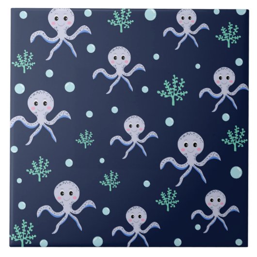 Cute Octopus Patroon Tegeltje (Voorkant)