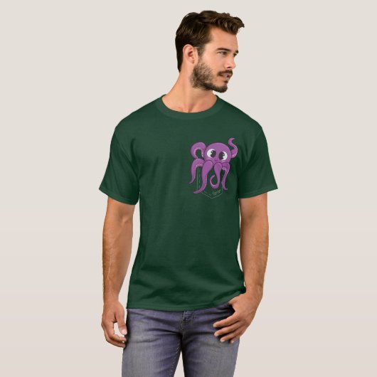 Cute Octopus Pocket Dark T-shirt (Voorkant volledig)
