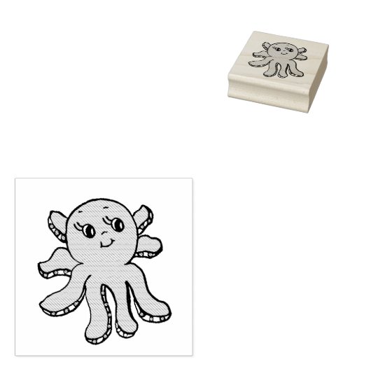 Cute Octopus Rubberstempel (Gestempeld)