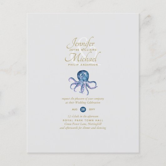 Cute Octopus Sealife Ocean Uitzicht Wedding (Voorkant)