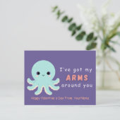 Cute Octopus Valentine Pun Card Feestdagenkaart (Staand voorkant)