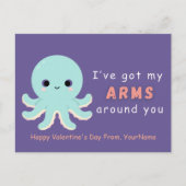 Cute Octopus Valentine Pun Card Feestdagenkaart (Voorkant)
