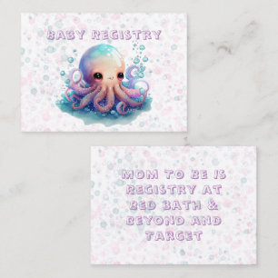 Cute Octopus Waterverf Baby Registry Visitekaartje