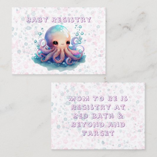 Cute Octopus Waterverf Baby Registry Visitekaartje (Voorkant / Achterkant)