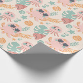 Cute Octopus Wrapping Paper Cadeaupapier (Hoek)