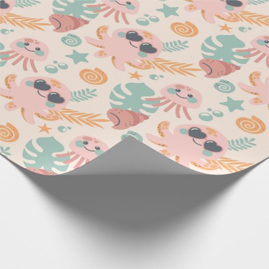Cute Octopus Wrapping Paper Cadeaupapier (Hoek)