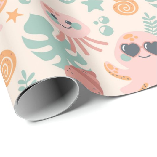 Cute Octopus Wrapping Paper Cadeaupapier (Rol Hoek)