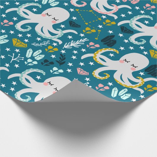 Cute Octopus Wrapping Paper Cadeaupapier (Hoek)