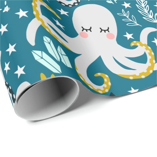Cute Octopus Wrapping Paper Cadeaupapier (Rol Hoek)