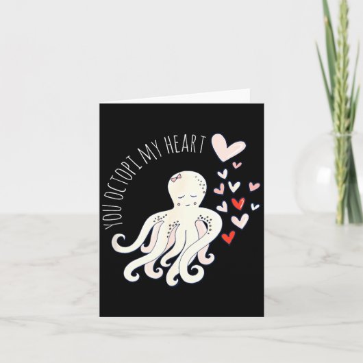 Cute Octopus, You Octo My Heart, Valentine  Kaart (Voorkant)