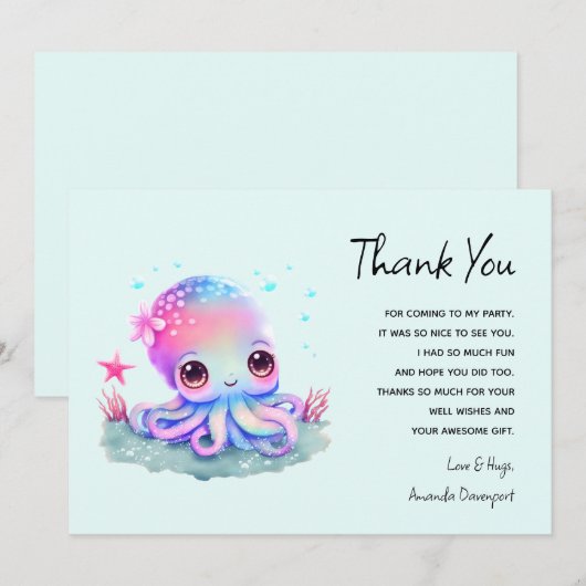 Cute Octopus Zee Creater Bedankt (Voorkant / Achterkant)