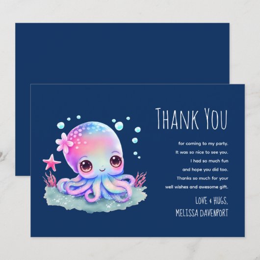 Cute Octopus Zee Creater Bedankt (Voorkant / Achterkant)