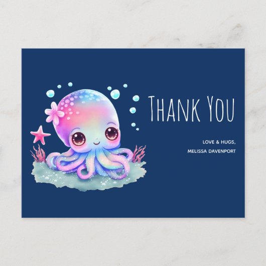Cute Octopus Zee Creater Bedankt Briefkaart (Voorkant)