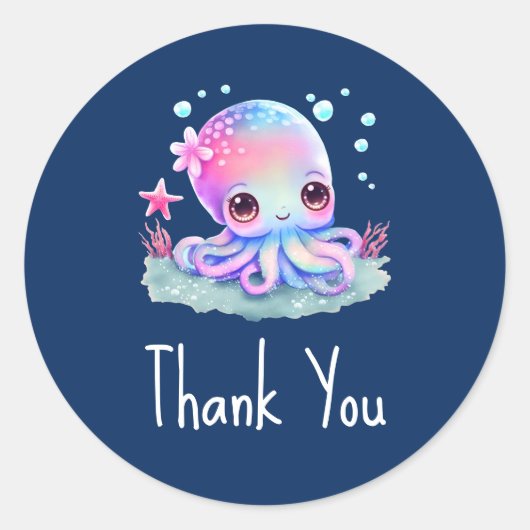 Cute Octopus Zee Creater Bedankt Ronde Sticker (Voorkant)