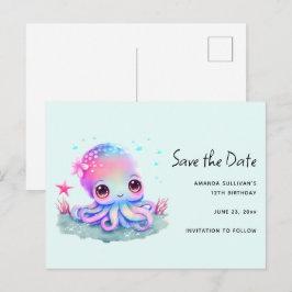 Cute Octopus Zee Creater Save the Date Uitnodiging Briefkaart