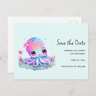 Cute Octopus Zee Creater Save the Date Uitnodiging Briefkaart