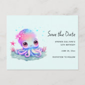 Cute Octopus Zee Creater Save the Date Uitnodiging Briefkaart (Voorkant)