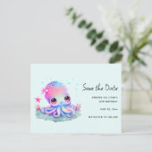 Cute Octopus Zee Creater Save the Date Uitnodiging Briefkaart (Staand voorkant)